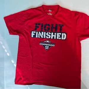 Washington Nationals XL Red T Shirt 2019 Champions FIGHT FINISHED Nats Cotton